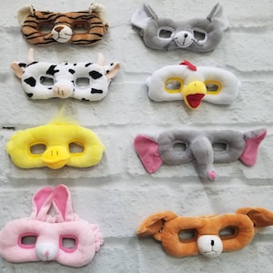 Plush Animal Mask for Kids! Farm Party. Barnyard Party. Bunny Mask. Pig Mask. Puppy Mask. Cow Mask. Elephant Mask. Duck Mask. Mouse Mask.