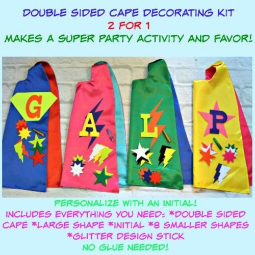 DIY Superhero Cape Decorating Kit. Super Hero Party Activity. Full Kit, Includes Everything You Need to Decorate a Cape! Quick Shipping