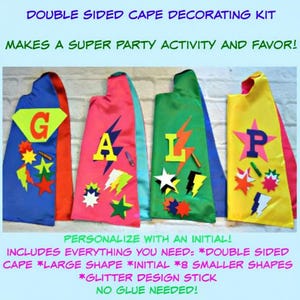 DIY Superhero Cape Decorating Kit, No Glue, Party Activity