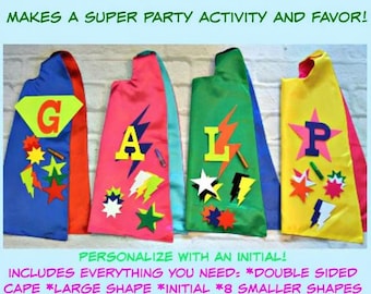 DIY Superhero Cape Decorating Kit, No Glue, Party Activity