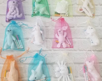 DIY Plush Animal Kit-Ready for Gift Giving or DIY Party-Kids Craft-Color Your Own Plushie