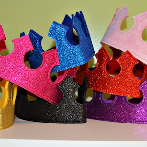 Glitter Felt CROWN. Birthday crown. Princess Party Favor. Princess Crown. Prince Crown. Prince Party. King Crown. Queen Crown. Party Favor. image 1