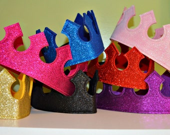 Glitter Felt CROWN. Birthday crown. Princess Party Favor. Princess Crown. Prince Crown. Prince Party. King Crown. Queen Crown. Party Favor.