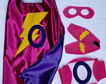 Handmade Personalized Superhero Cape Set, Felt Mask & Belt