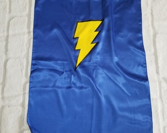 Blue Superhero Cape with Bolt, Adult Costume (32")