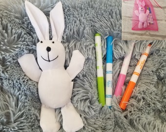 Easter Gift DIY Plush BUNNY Animal Kit-Ready for Gift Giving or DIY Party-Kids Craft-Easter Basket Gift-Diy Bunny-Bunny Craft-Rabbit Gift