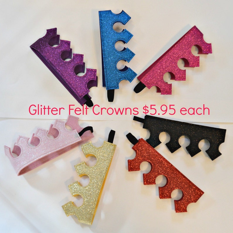 Glitter Felt CROWN. Birthday crown. Princess Party Favor. Princess Crown. Prince Crown. Prince Party. King Crown. Queen Crown. Party Favor. image 2