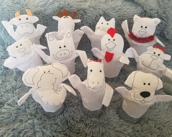 DIY Hand Puppet Kit-Ready for Gift Giving, Party Favors, Kids' Craft Activity! Gift bagged with Markers, Complete Kit! Quick Shipping.