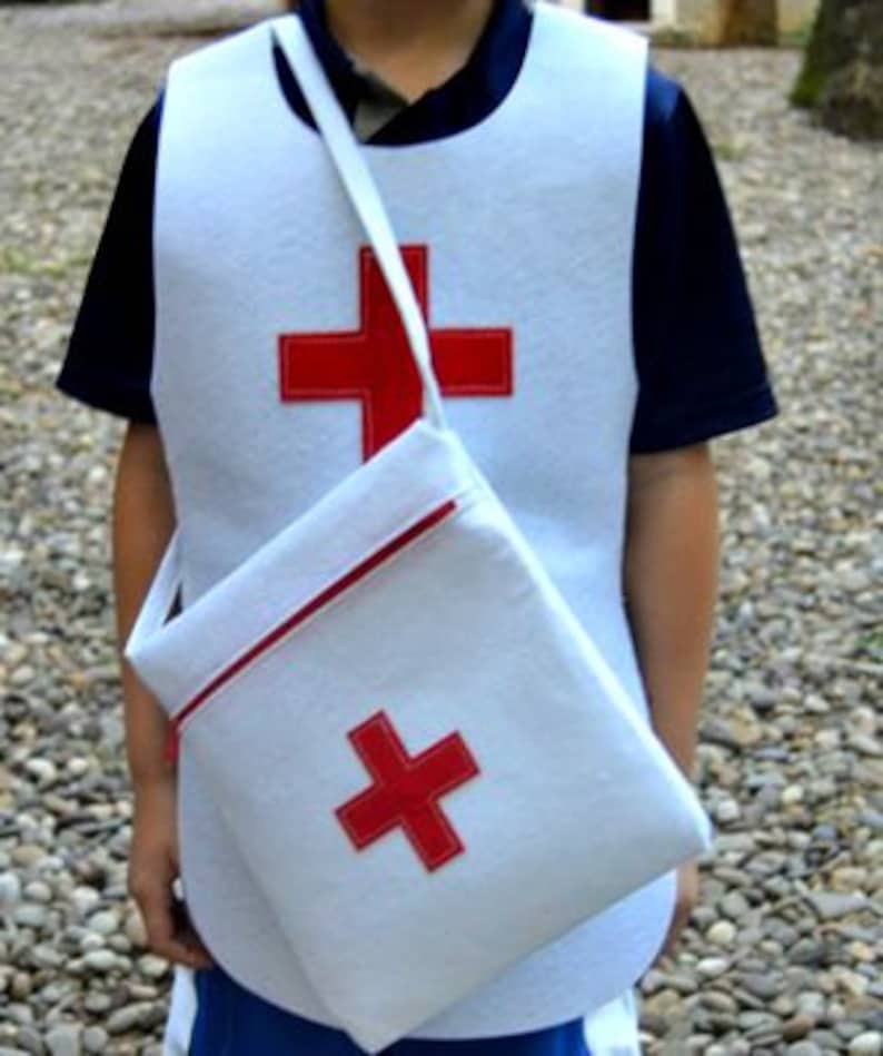 Nurse outfit Felt Nurse Bag Pullover Felt Play Kid Costume SALE SALE Nurse Costume Nurse Bag Toddler Nurse Costume Dressup Play