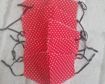 Cotton Face Mask Set of 5, Adjustable Bands, Teens/Petite Adult