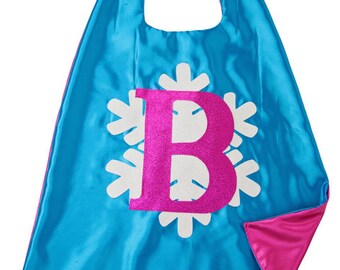 SUPERHERO PRINCESS - Custom Princess Cape - Personalized Snowflake Cape - Girls Superhero Cape - Girl Super Hero -  Free Mask