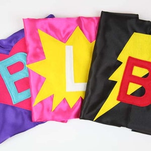 Super Hero Cape Personalized Cape with Star, Pow, Heart or Lightning Bolt Super Hero Capes for Kids Free Shipping Custom Initial image 3