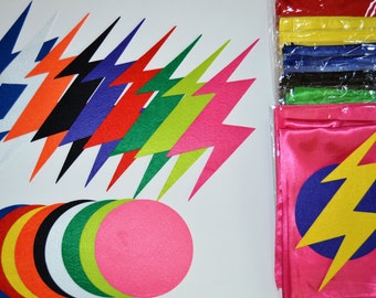 DIY Superhero Cape Party Set, 10-Pack with Sticky Shapes