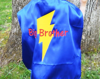 Big Bro Big Brother Superhero Cape Reversible Superhero Cape with Bolt, Great for New Brother or Sister Gift!