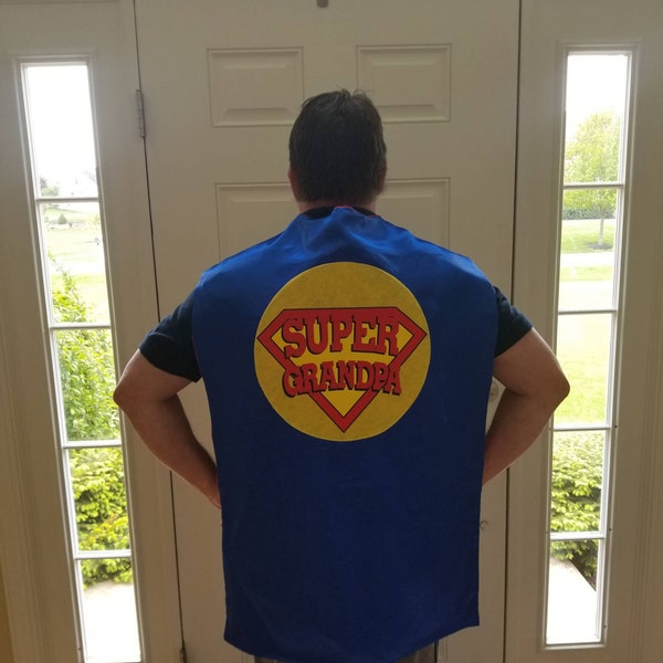 Super Grandpa Superhero Cape. Grandpa Gift. Fathers Day gift. Adult Cape.