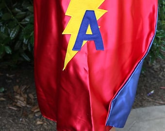 Double Layer SUPERHERO Cape - Custom Superhero Cape - Personalized Custom Cape - Custom Initial Cape - Custom Shape Cape - Ships Quickly