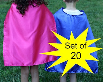 Set of 20 Superhero Capes – Kids Party Favors, Dress-Up Costumes