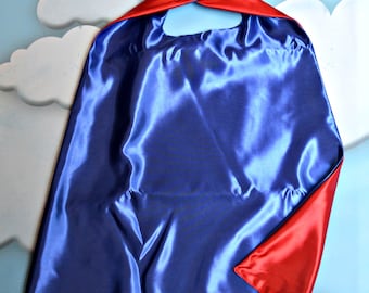 Red and Blue Reversible Satin Cape - Kids Costume