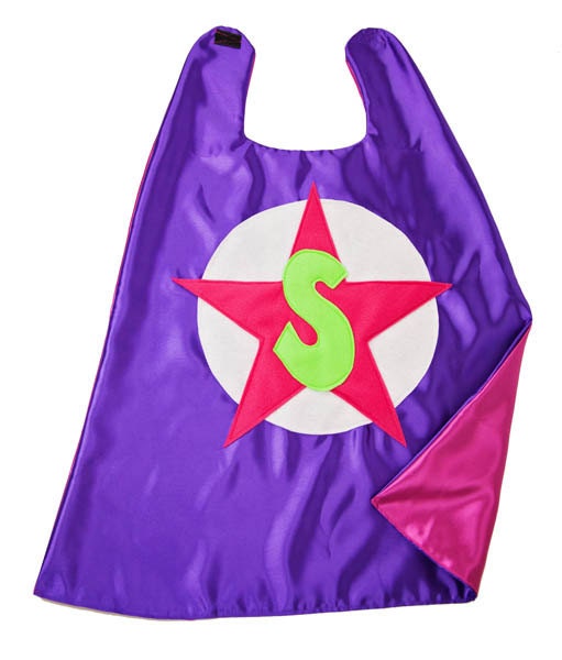 Superhero Cape for Girls - Personalized Initial Cape - Girls Birthday Gifts - FREE Mask - Purple Pink Cape - Ships Quickly
