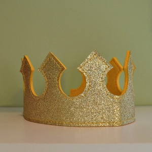 Glitter Felt CROWN. Birthday crown. Princess Party Favor. Princess Crown. Prince Crown. Prince Party. King Crown. Queen Crown. Party Favor. image 4