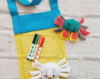 DIY Plush Crab Kit with Markers and Seashell Bag