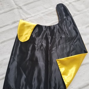 Black and Yellow Reversible Toddler Superhero Cape. Cape. Superhero Birthday Gift. Super Hero Cape.Toddler Cape.Ready to ship.
