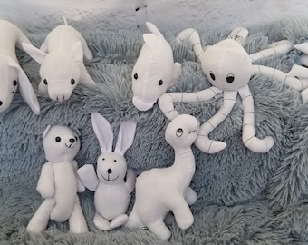 DIY Plush Animal Kit-Ready for Gift Giving or DIY Party-Kids Craft-Color Your Own Plushie