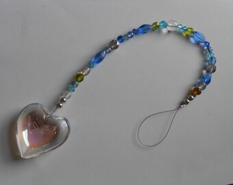 Opalite corazón y cristal cuentas ventana encanto decoración "Reflexiones del corazón"