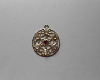 Colgante Mandala con diamantes Herkiemer y amatista