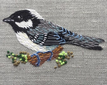 Coal Tit hand embroidery and applique kit