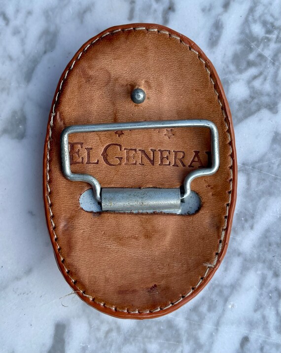 Vintage Leather and Metal EL General Belt Buckle Gem
