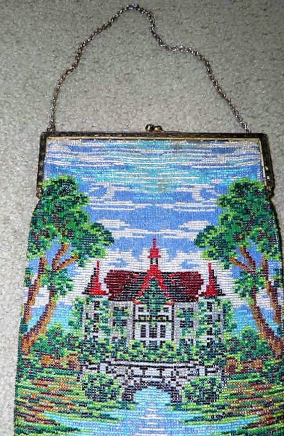 Antique Beaded Scenic Purse with Ornate Frame - image 6