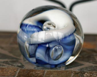Beautiful Art Glass Murano Paperweight with Controlled Bubbles