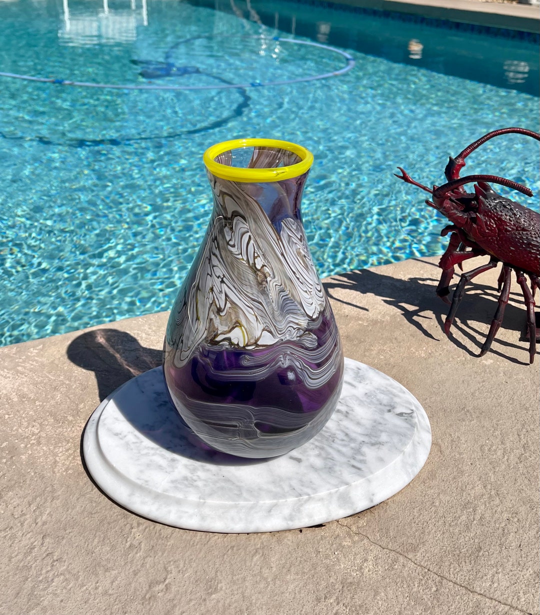 Vintage Hand Blown Art Glass Studio Vase Signed Mike Marentic