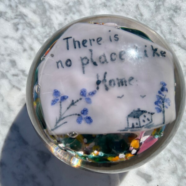 Exceptional Rare Large Frit Paperweight "There is No Place Like Home"/Home Decor/Collectible