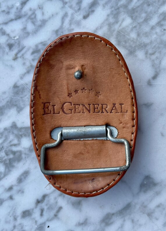 Vintage Leather and Metal EL General Belt Buckle Gem