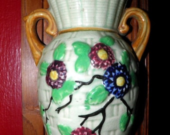 Gorgeous Vintage Ceramic  Floral  Wall Pocket