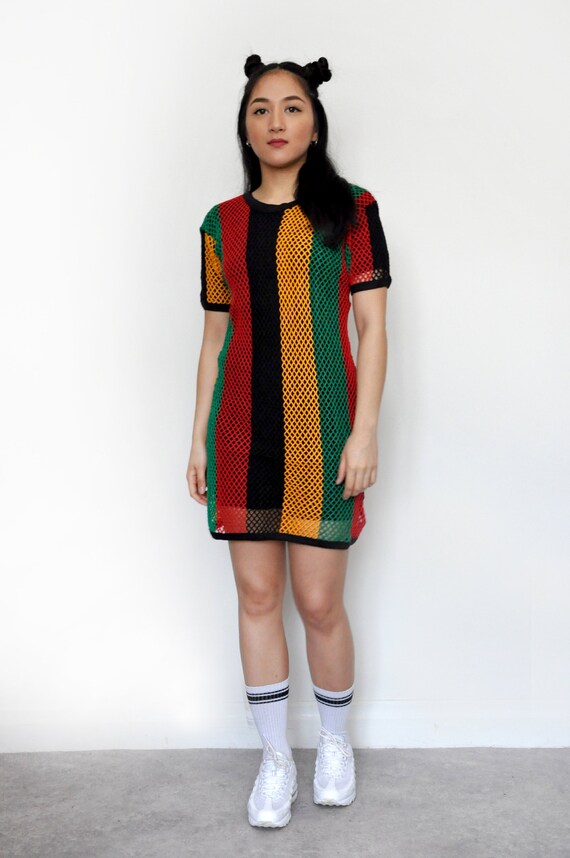 black fishnet t shirt dress