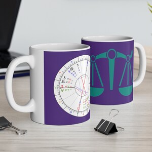 Tazas con cartas natales de astrología personal, tazas de café con cartas natales de horóscopo y signos del zodíaco, regalos de horóscopo con signos solares y arte astrológico personalizado