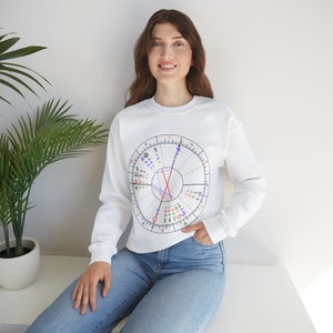 T-shirt d'astrologie avec thème natal personnalisé, cadeau de thème de naissance unisexe en t-shirt d'astrologie pour les amateurs d'astrologie, t-shirt de conception de thème natal