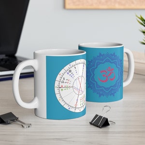 Caneca de mapa natal astrológico, caneca de café personalizada com mantra OM e mandala, presente exclusivo de horóscopo do signo do zodíaco astrológico