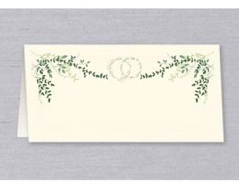 25 Jewish Place Cards Pretties Green / Chuppah and 'I'm my beloved's & my beloved is mine' Hebrew / English, Wedding Folded Place Cards