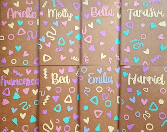 Personalisiertes A5-Notizbuch: Regenbogenpastellformen, Gastgeschenke