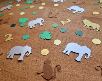 Jungle Safari Confetti, Animal Theme Birthday Party Table Decorations