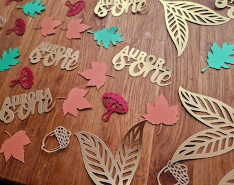 Personalised Woodland Confetti, Rustic Custom Name Table Decorations