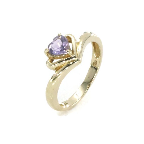 Gold Amethyst Ring, Amethyst Heart Ring, Amethyst