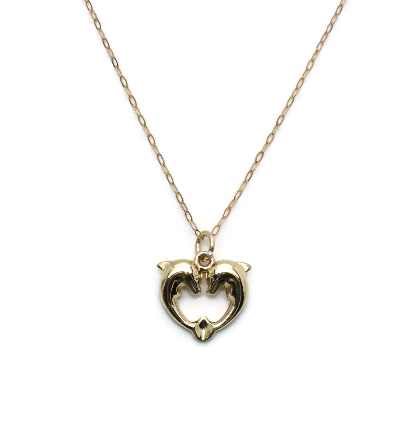 Gold Dolphin Pendant Double Dolphin 