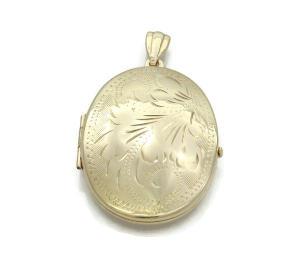 Gold Locket Pendant, Floral Locket, Photograph Loc