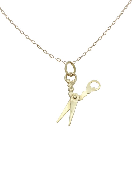 Gold Scissors Pendant, Scissors Charm, Scissor Nec