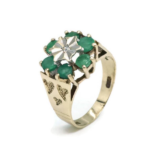 Emerald and Diamond Ring, Womens Ring, Gold Rings